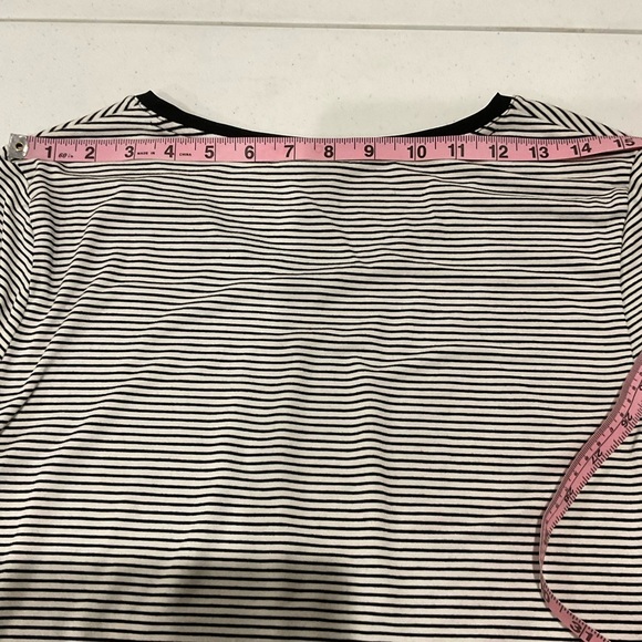 Chico's Long Sleeve Striped Tunic Black/White Sheer Trim Women’s Sz 8 Chico’s 1 - Picture 7 of 10